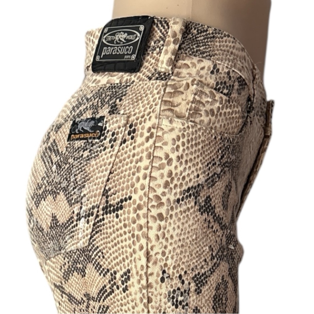 Parasuco Beige and Black Snake Print Trousers imitation leather Size 27 - Picture 9 of 16